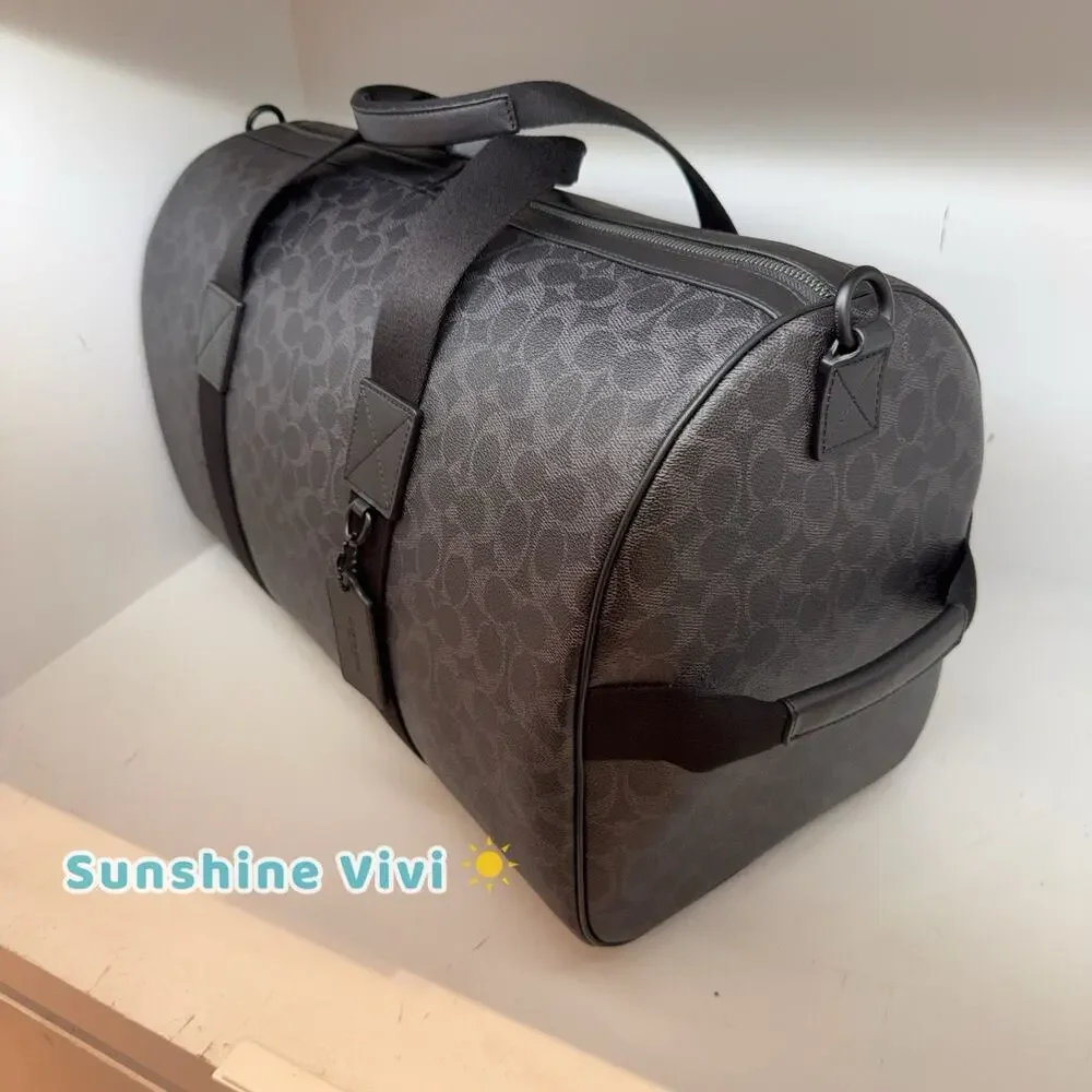 NWT Coach Explorer Duffle Bag 50 In Signature Canvas Black Signature Matte CFO61